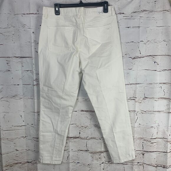 Jessica Simpson White Crop Skinny Jeans Size 14 Rolled Hem Summer Stretch Fit - Picture 2 of 13